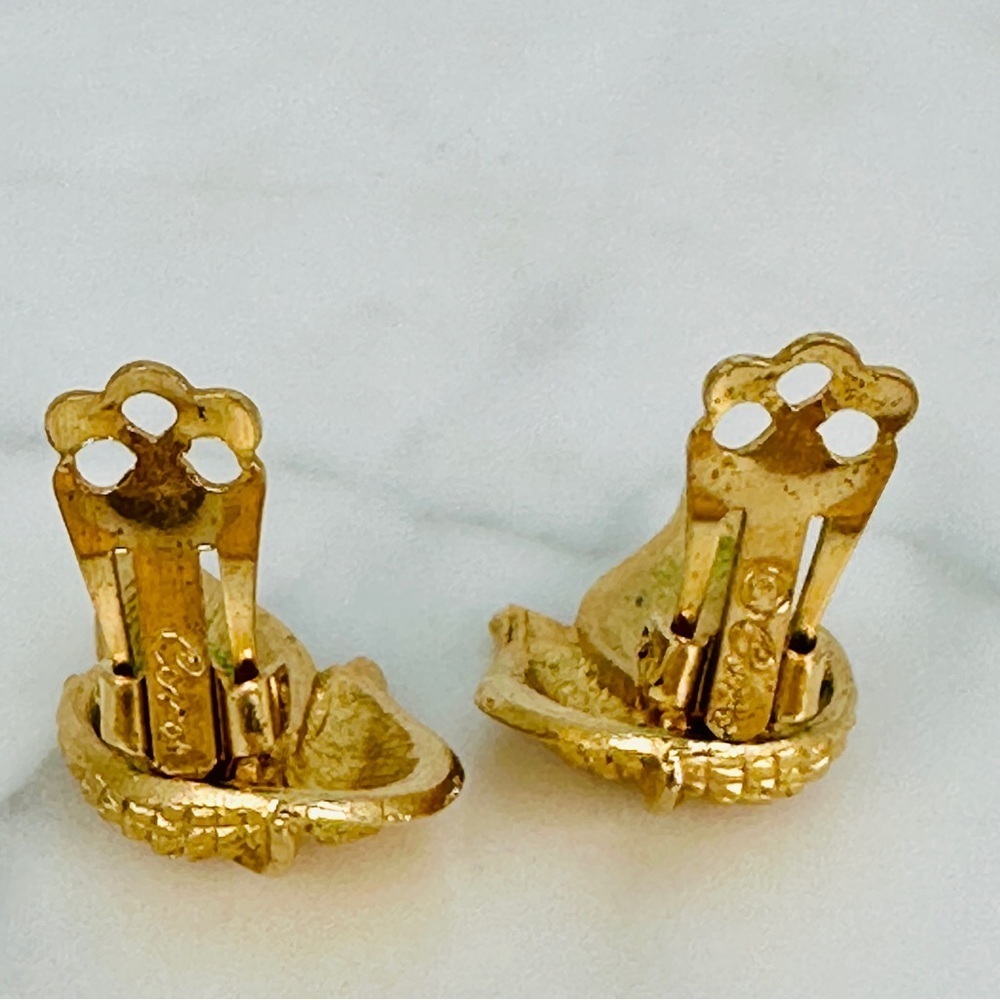 Vintage Coro Clip Leaf Earrings Signed Gold Tone Flame Mid Century 1960s Estate - Picture 4 of 10